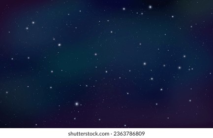 Starry night sky, concept of web banner. Magic color galaxy. Horizontal space background with realistic nebula, stardust and shining stars. Infinite universe.