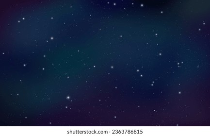 Starry night sky, concept of web banner. Magic color galaxy. Horizontal space background with realistic nebula, stardust and shining stars. Infinite universe.