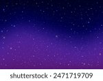 Starry night sky. Dark blue vector space. Black and purple galaxy with cosmic light of planets. Shiny astrology constellations with sparkles. Winter fantasy gradient backdrop. Milky way wallpaper