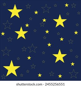 a starry night sky, with a dark blue backdrop dotted with stars of varying sizes and hues