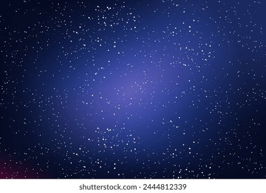 Sternenhimmel und Galaxie leuchten, Nebel im Kosmos, Weltraumhintergrund, Vektorgrafik 