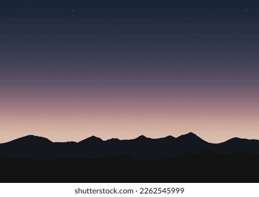 starry night sky over the mountains, vector illustration.