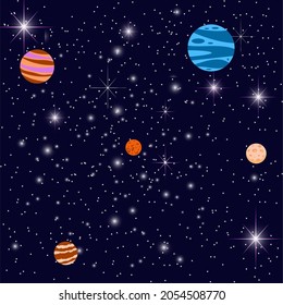 Starry Night Sky With Planets