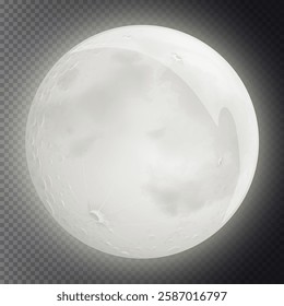 Starry night sky PNG, Dark background with full moon and bright stars, Crescent moon phases at night sky. Realistic 3d vector sequence frame shows the moon satellite varying shapes from eclipse. 