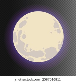 Starry night sky PNG, Dark background with full moon and bright stars, Crescent moon phases at night sky. Realistic 3d vector sequence frame shows the moon satellite varying shapes from eclipse. 