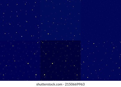 Starry night sky. A set of drawings of star constellations, white on a dark blue background. Vector illustration in a flat style. Abstract geometric design. The concept of heavenly wallpaper