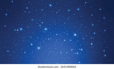 starry night sky with shiny stars. landscape cartoon background scene