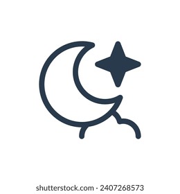 Starry Night Sky Vektorsymbol für friedliche Erholung