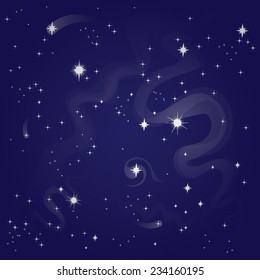 starry night sky, vector illustration
