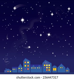 starry night sky, vector illustration