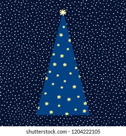 Starry night, snowfall, seamless vector Christmas background