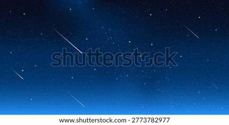 Starry night sparkle sky space background vector illustration. Dark universe astronomic night sky with stars and comets in outer space, Milky Way magic starlight bright wallpaper.