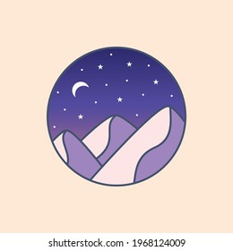 Starry night with three mountains