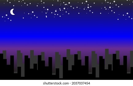 The starry night view of city, vector illustration