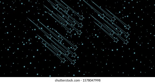 Starry nightfall. Starry dark night sky with planets. Astronomy space star background. Night pattern with stars. Vector illustration