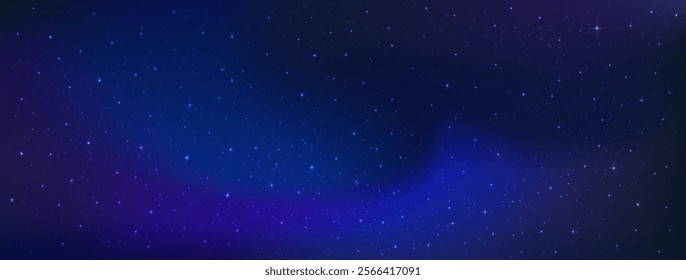 Starry nights with bright shiny stars, Shining stars in dark night galaxy background. Vector illustration.