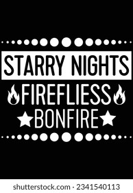 Starry nights fireflies bonfire vector art design, eps file. design file for t-shirt. SVG, EPS cuttable design file