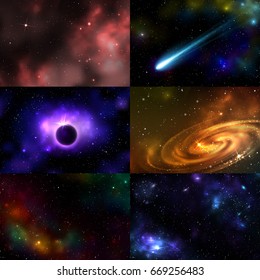 Starry outer galaxy cosmic space illustration universe background sky astronomy nebula cosmos night constellation vector realistic astrology.