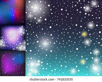 Starry outer galaxy cosmic space illustration universe background sky astronomy nebula cosmos night constellation vector realistic astrology.
