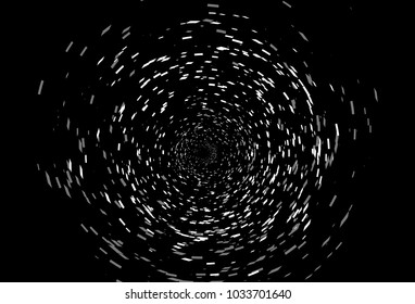 Starry pixel space scattered splash on galaxy technology abstract background, black and white distress eye of storm concept
