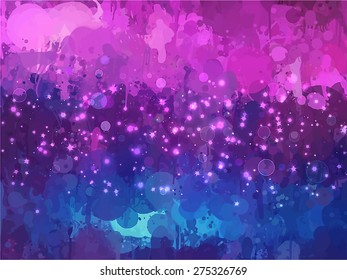 Starry purple brush strokes background. Vector version