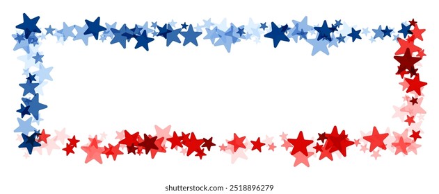 Un marco estrellado rojo y azul perfecto para diseños patrióticos o de temática electoral, invitaciones o Anuncios con espacio para texto.
