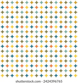 Starry retro vintage seamless pattern with white background