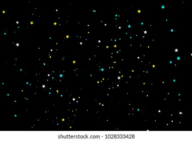 Starry scatter blinking shiny on black space abstract background, textured vector illustration