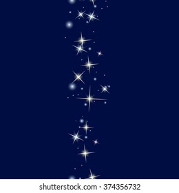 Starry seamless line. Vector illustration. Space border