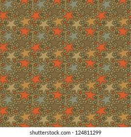 Starry seamless pattern. Decorative ornate background with drawn stars
