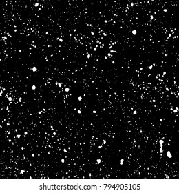 Starry seamless pattern, splashed hand draw universe and galaxy repeatable pattern. Dots, spray paint on dark background, vector universe seamless background. Starry night sky with speckle, particles