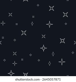 Starry seamless pattern spreading across dark background, night sky texture, vector