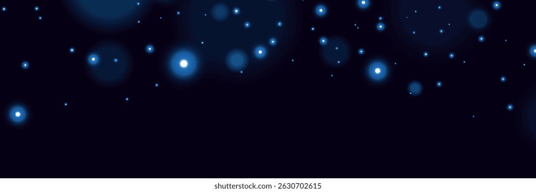Starry silence dark blue night sky with glowing lights.