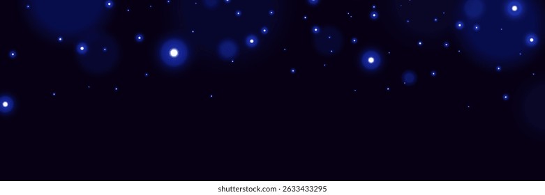 Starry silence dark blue night sky with glowing lights.