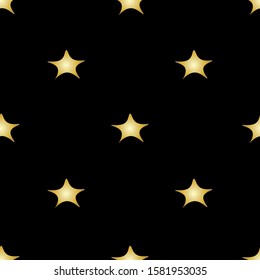 Starry skies. Repeating vector pattern. Isolated black background. Flat style. Seamless ornament of the night sky. Idea for web design, packaging, wallpaper, covers, textiles, printing. Night.