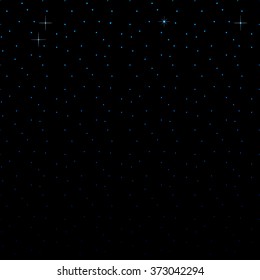 The starry sky. Abstract illustration of colorful glowing blue dots on a black background.