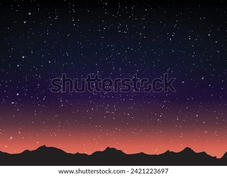 A starry sky background behind a mountain scape