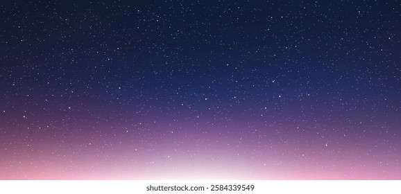 Starry sky background. Night sky with glowing stars. a space wallpaper design. minimalistic sunrise or sunset. gradient with stars. vector illustration.