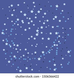 Starry sky. Background, texture. Different stars on dark blue background. Space, holiday, Christmas, New year. Vector illustration