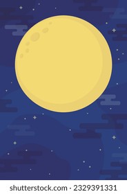 Cielo estelar y hermosa ilustración de luna llena