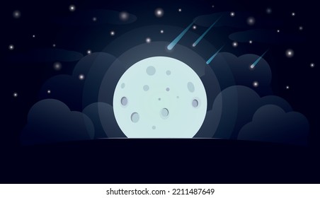 
cielo estrellado con una luna brillante