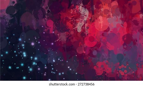 Starry sky brush strokes background. Vector version