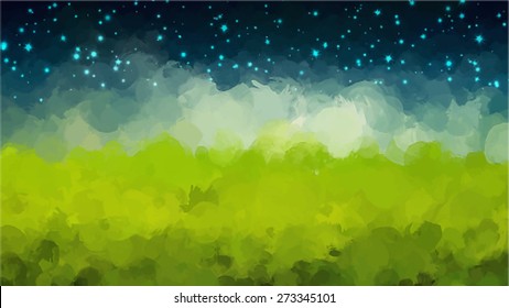 Starry sky brush strokes background. Vector version