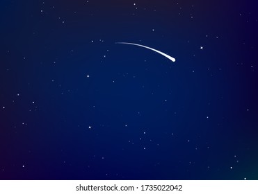Sternenhimmel mit kometenhafter Hintergrundfarbe. Unendlichkeit des Universums. Dunkler Nachthimmel. Raum mit glänzenden Sternen. Vector