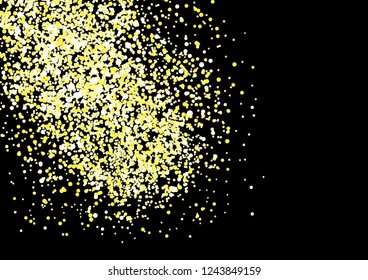 Starry sky with comet. Gold glitter texture on a black background
