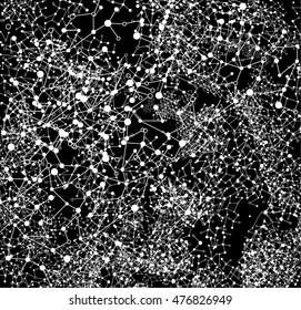 Starry sky with connections, vector