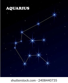 Starry sky. Constellation Aquarius. Science education illustration