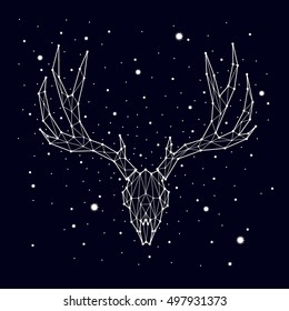 starry sky, constellation, deer skull