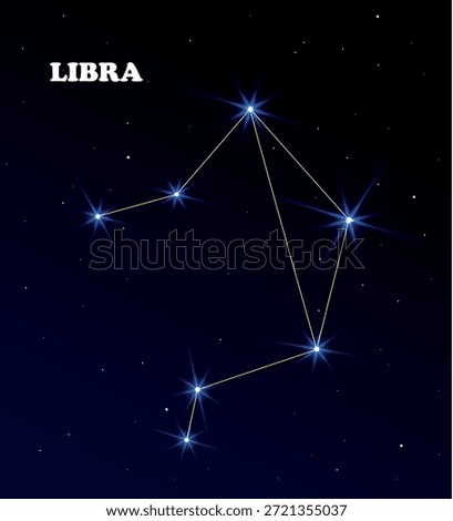Starry sky. Constellation Libra. Science education vector illustration