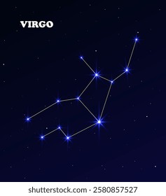 Starry sky. Constellation Virgo. Science education vector illustration